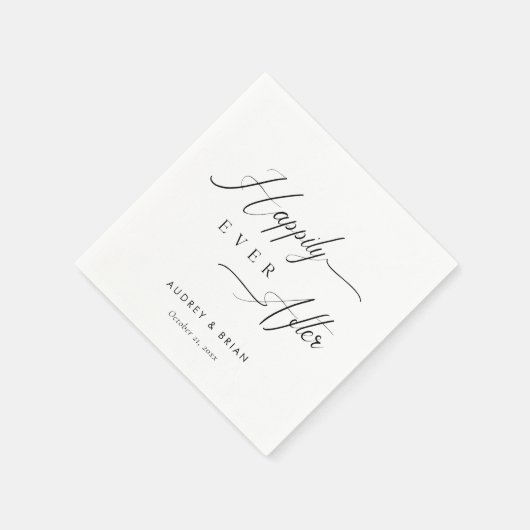 Gepersonaliseerde witte "Happy Ever After" bruilof Servet (Hoek)