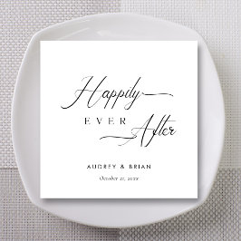 Gepersonaliseerde witte "Happy Ever After" bruilof Servet
