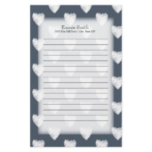 Gepersonaliseerde witte harten op Navy Blue