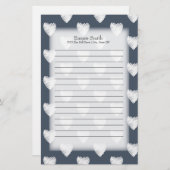 Gepersonaliseerde witte harten op Navy Blue Briefpapier (Voorkant / Achterkant)
