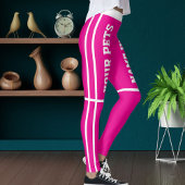 Gepersonaliseerde witte hete roze strepen Huisdier Leggings