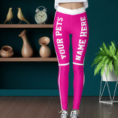 Gepersonaliseerde witte hete roze strepen Huisdier Leggings