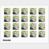 Gepersonaliseerde witte Hydrangea Elegante liefde Vierkante Sticker (Vel)