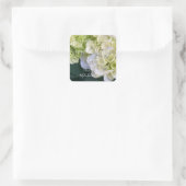 Gepersonaliseerde witte Hydrangea Elegante liefde Vierkante Sticker (Tas)