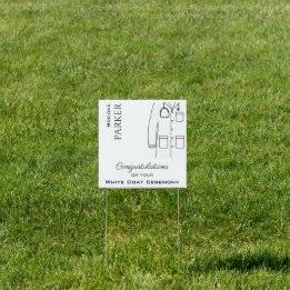 Gepersonaliseerde witte jas ceremonie Gefeliciteer Tuinbord