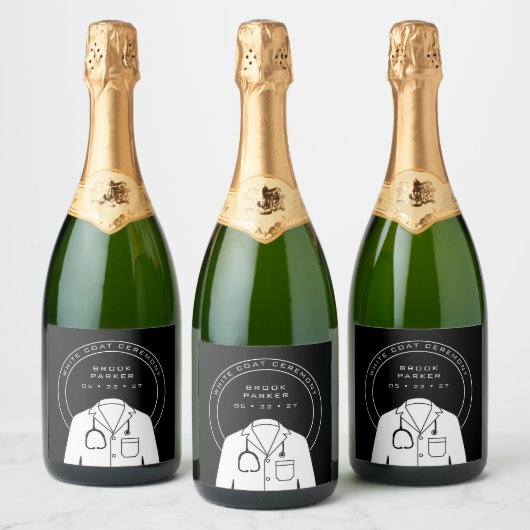 Gepersonaliseerde witte jas ceremonie koeler sparkling wijnetiket (Flessen)