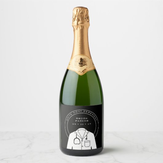 Gepersonaliseerde witte jas ceremonie koeler sparkling wijnetiket (Voorkant)
