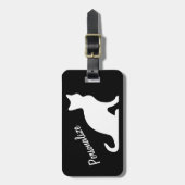 Gepersonaliseerde witte kat silhouet bagagelabel (Voorkant verticaal)