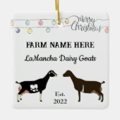 Gepersonaliseerde witte kerst van LaMancha Dairy Keramisch Ornament (Voorkant)