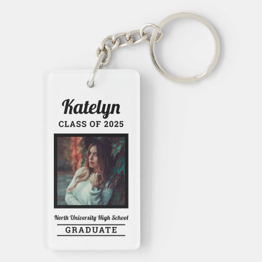 Gepersonaliseerde Witte Klasse van 2025 Afstuderen Sleutelhanger (achterkant)