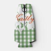 Gepersonaliseerde Witte Kleuren Groene Gingham Blikjeskoeler (Achterkant)