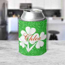 Gepersonaliseerde witte Kleuren Groene Glitter Blikjeskoeler