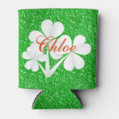 Gepersonaliseerde witte Kleuren Groene Glitter Blikjeskoeler (Voorkant)