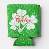 Gepersonaliseerde witte Kleuren Groene Glitter Blikjeskoeler (Achterkant)