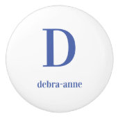 Gepersonaliseerde witte knop met donkerblauwe teks (Voorkant)