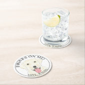 Gepersonaliseerde Witte Labrador bruiloft Ronde Kartonnen Onderzetter (Insitu)