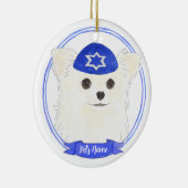 Gepersonaliseerde witte langharige Chihuahua Chano Keramisch Ornament (Rechts)