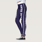 Gepersonaliseerde Witte Marine Blauwe Strepen Huis Leggings (Links)