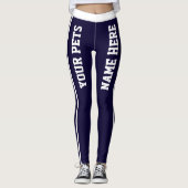 Gepersonaliseerde Witte Marine Blauwe Strepen Huis Leggings (Voorkant)
