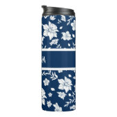 Gepersonaliseerde witte marine bloemen decoratieve thermosbeker (Geroteerd rechts)