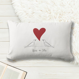 Gepersonaliseerde Witte Moderne Vogels in Liefde R Kussen