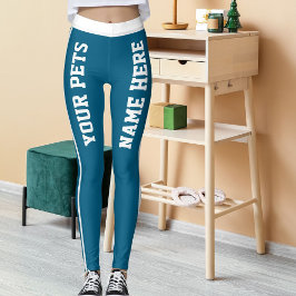 Gepersonaliseerde Witte Oceaan Blauwe Strepen Huis Leggings