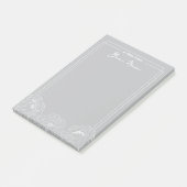 Gepersonaliseerde witte omlijnde pioenen met rand post-it® notes (Schuin)