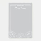 Gepersonaliseerde witte omlijnde pioenen met rand post-it® notes (Voorkant)