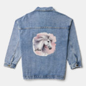 Gepersonaliseerde witte paard denim jas denim jacket (Achterkant)