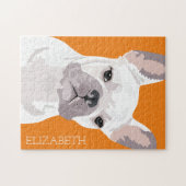Gepersonaliseerde Witte Pet French Bulldog Legpuzzel (Horizontaal)