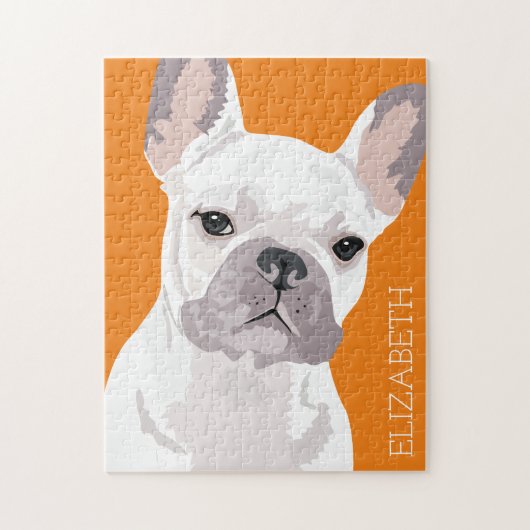 Gepersonaliseerde Witte Pet French Bulldog Legpuzzel (Verticaal)