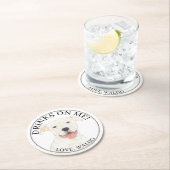 Gepersonaliseerde Witte Pitbull Staffy Hond Huweli Ronde Kartonnen Onderzetter (Insitu)