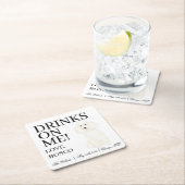 Gepersonaliseerde Witte Poedel Hond bruiloft Kartonnen Onderzetters (Insitu)