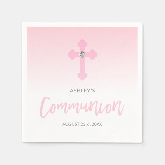 Gepersonaliseerde Witte Roze Meisje Kruis Heilige  Servet (Voorkant)