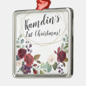 Gepersonaliseerde witte rozen gouden geometrische  metalen ornament (Links)