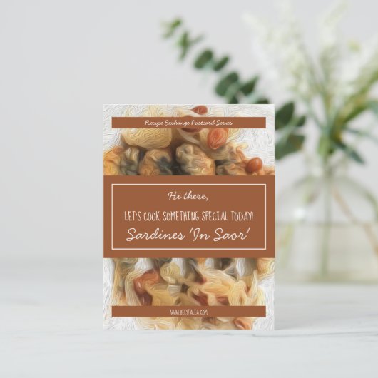 Gepersonaliseerde witte script bruin recept swap briefkaart (Staand voorkant)