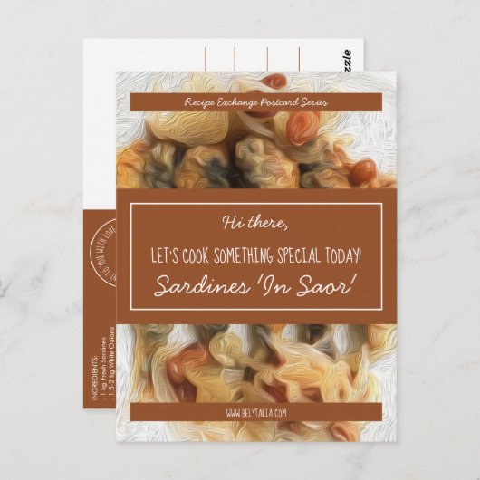 Gepersonaliseerde witte script bruin recept swap briefkaart (Voorkant / Achterkant)