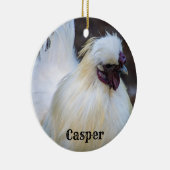 Gepersonaliseerde witte Silkie Pet Chicken Rooster Keramisch Ornament (Rechts)