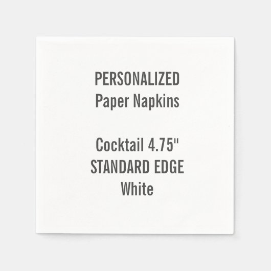Gepersonaliseerde Witte Standaard Cocktail Papiere Servet (Voorkant)