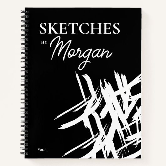 Gepersonaliseerde witte streken Schetsen door kuns Notitieboek (Voorkant)