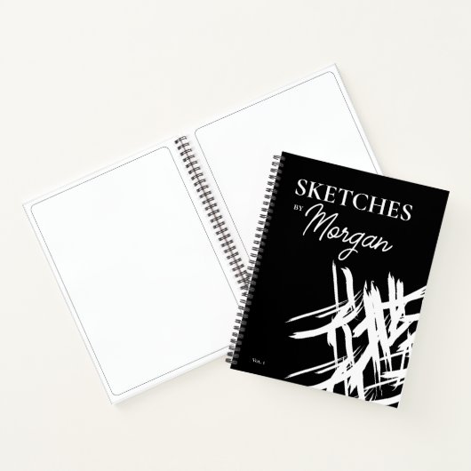 Gepersonaliseerde witte streken Schetsen door kuns Notitieboek (Binnen)