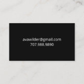 Gepersonaliseerde witte veer op zwarte belkaart contactkaartje (Achterkant)