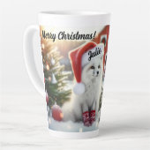 Gepersonaliseerde Witte Vos met schuur Latte Mok (Linkerhoek)
