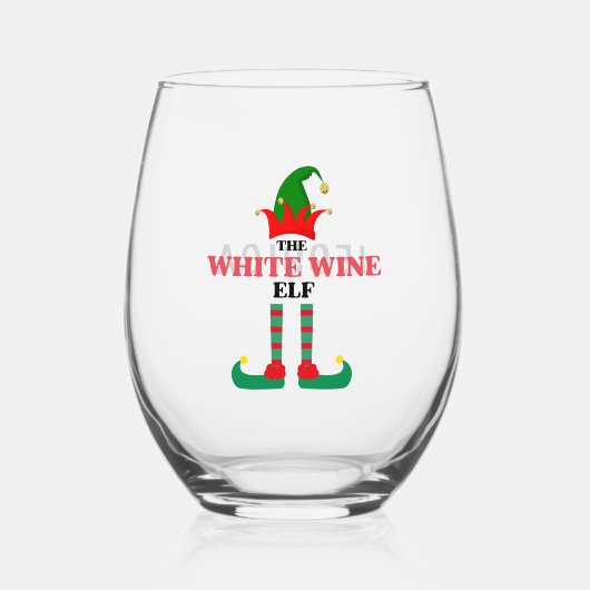 Gepersonaliseerde witte wijn Elf Kerstmis Wijnglas Zonder Voet (Voorkant)