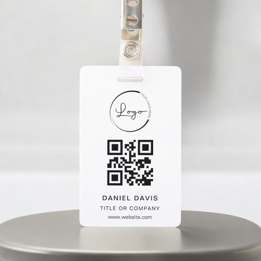 Gepersonaliseerde witte zakelijke logo QR-code Badge