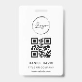 Gepersonaliseerde witte zakelijke logo QR-code Badge (Voorzijde)