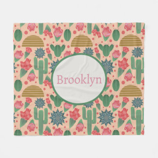 Gepersonaliseerde Woestijn Blush Roze Bloemen Fleece Deken