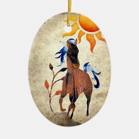 Gepersonaliseerde woestijn-Pony met kerstmis met S Keramisch Ornament (Voorkant)
