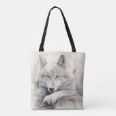 Gepersonaliseerde Wolf Canvas tas - Custom Name Gi (Achterkant)