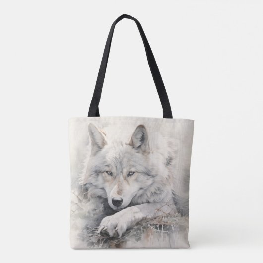 Gepersonaliseerde Wolf Canvas tas - Custom Name Gi (Achterkant)
